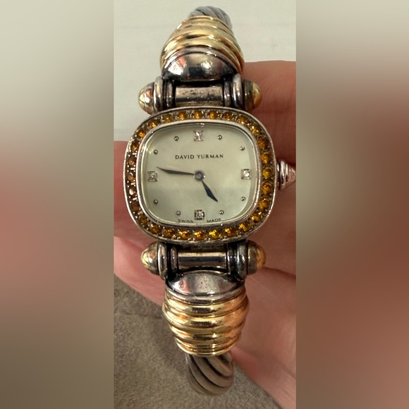 David Yurman Accessories - David Yurman Two-Tone Cable Watch with Citrine stones
